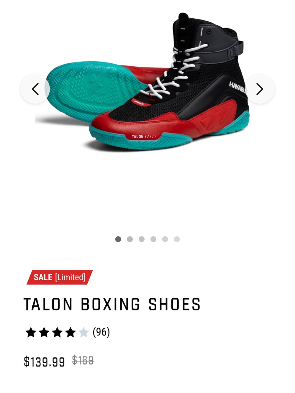 Hayabusa Talon Boxing Shoes - Black/Red/Teal